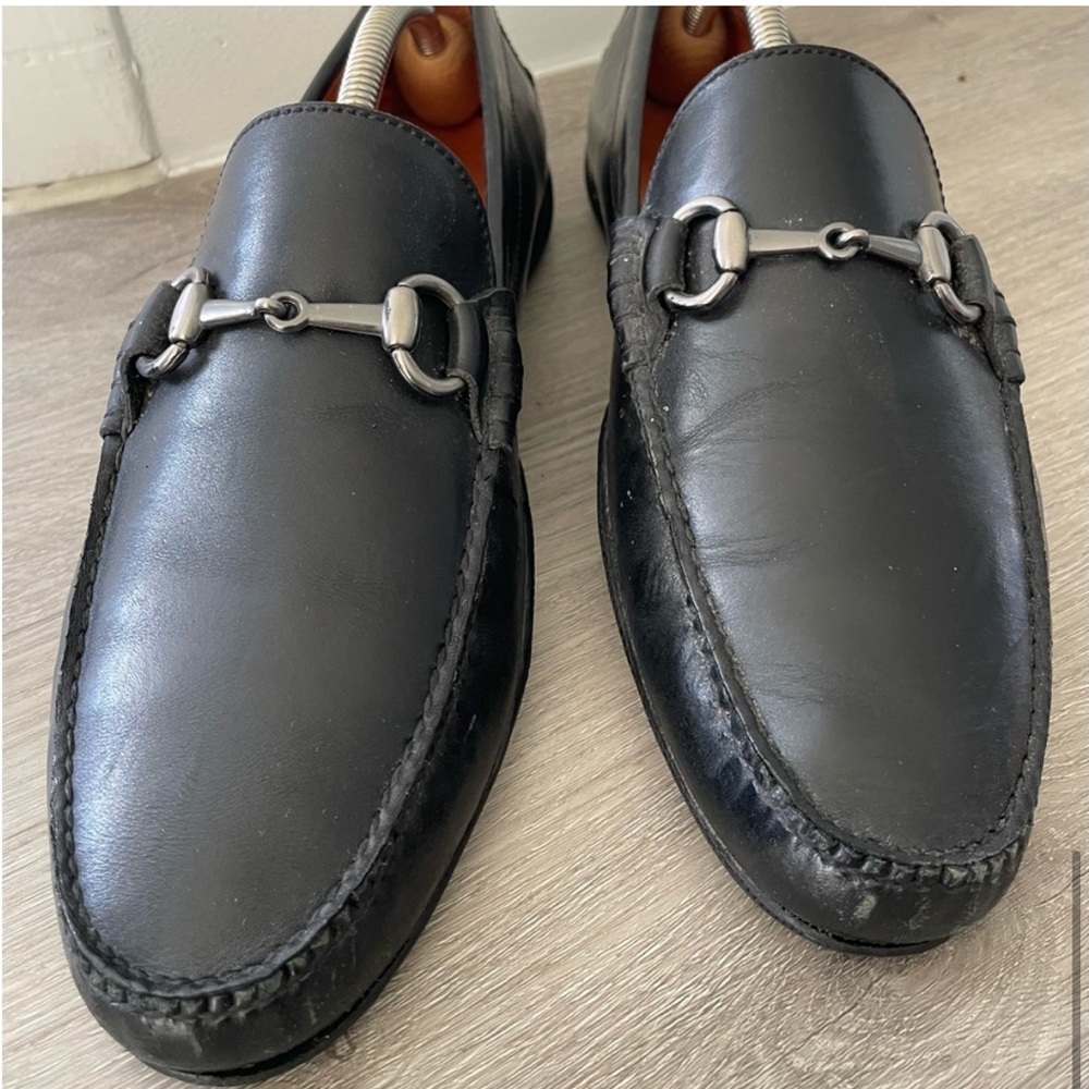 Peter Millar Black Leather Slip-On Loafers